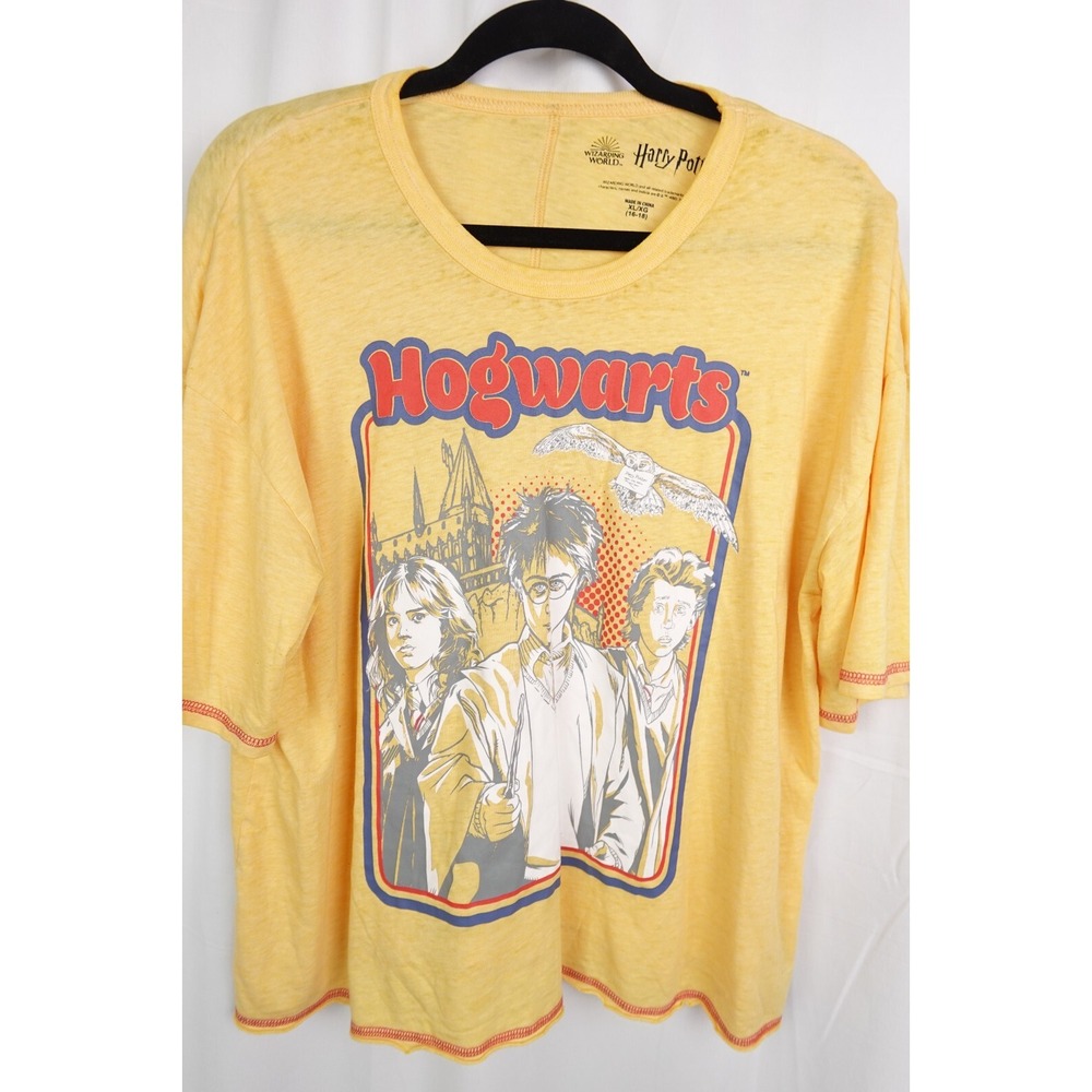 WIZARDING‎ WORLD Harry Potter Hogwarts Yellow Burnout Sleepwear T-Shirt Women XL